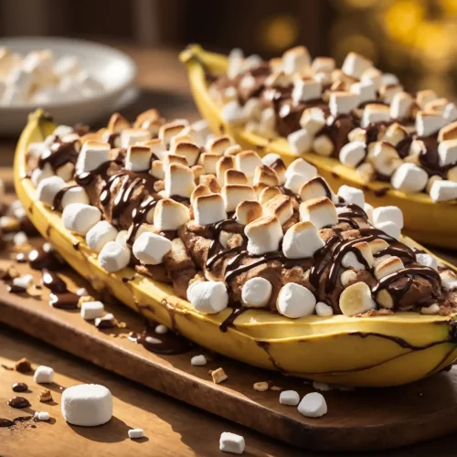 Banana Boats with Chocolate and Marshmallows