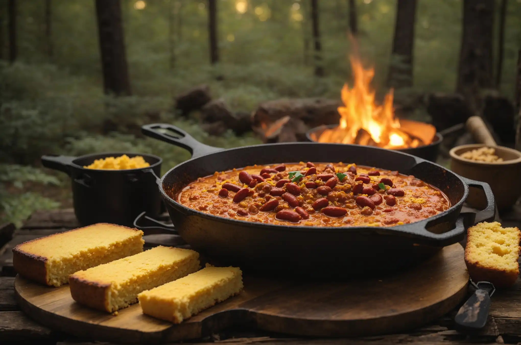 Campfire Chili and Cornbread