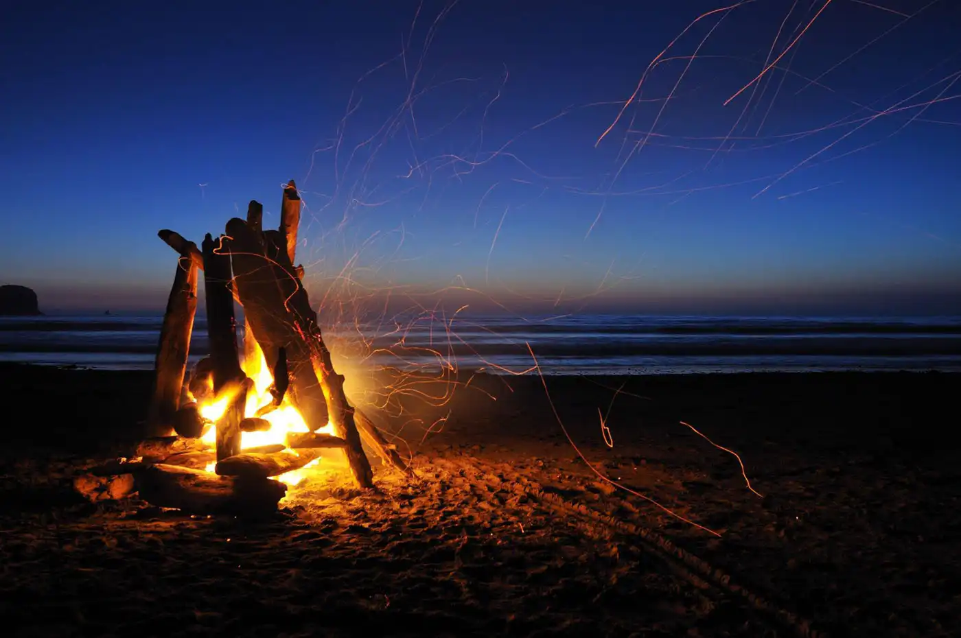 Campfire at beach