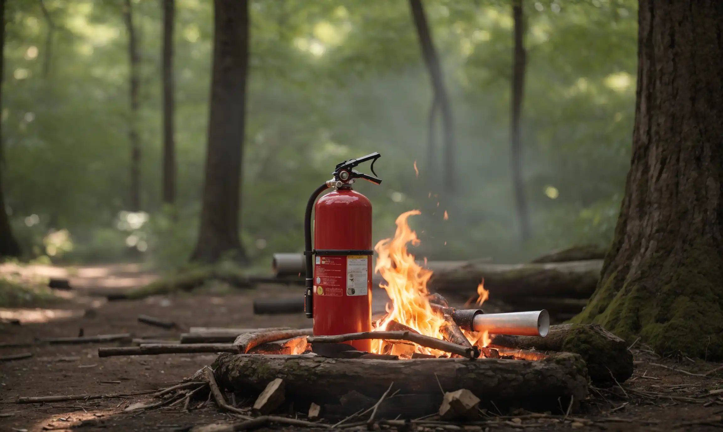 Fire Extinguisher on a Campfire