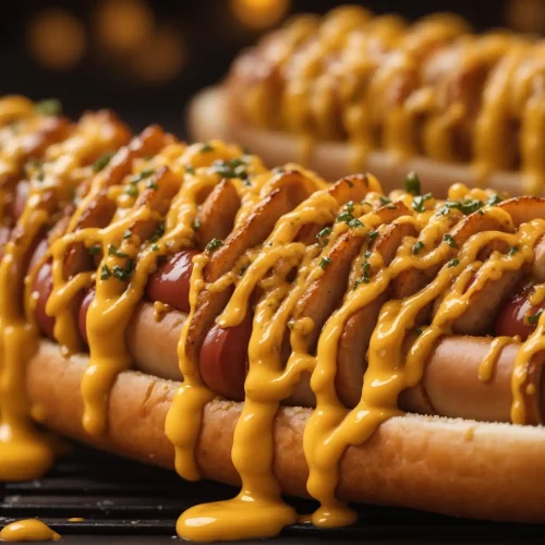 Hot Dog Spirals with Mustard Drizzle
