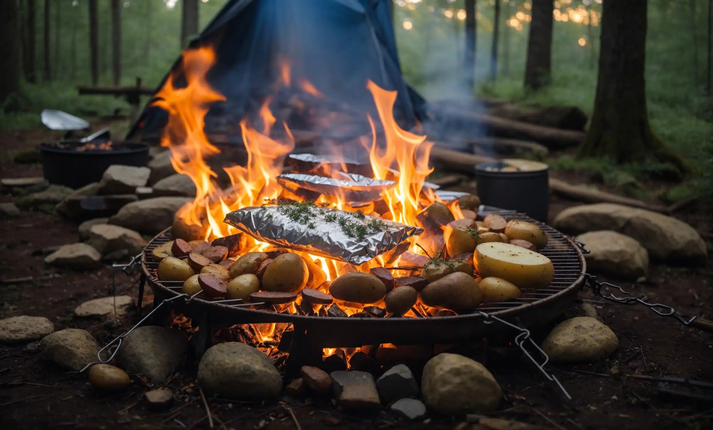 Steam Food Using Campfire and Foil