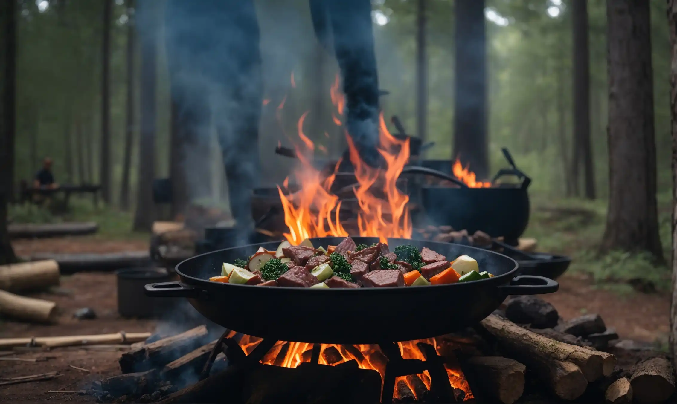 Stir-Frying Over a Campfire